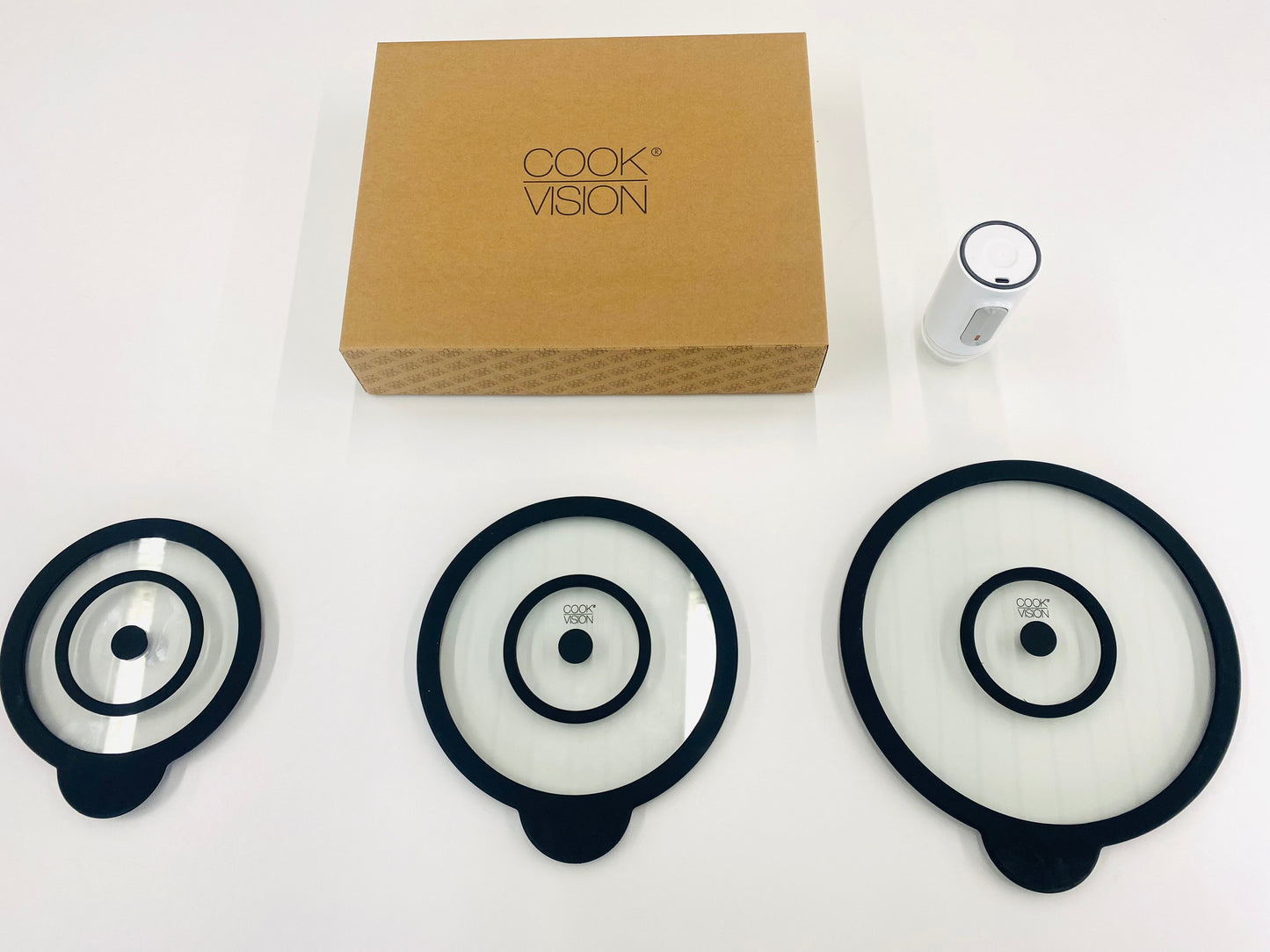 Set de couvercles sous vide en verre 4 pièces, pompe électrique incluse