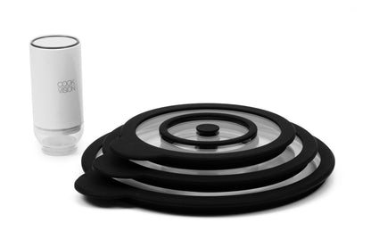 Set de couvercles sous vide en verre 4 pièces, pompe électrique incluse